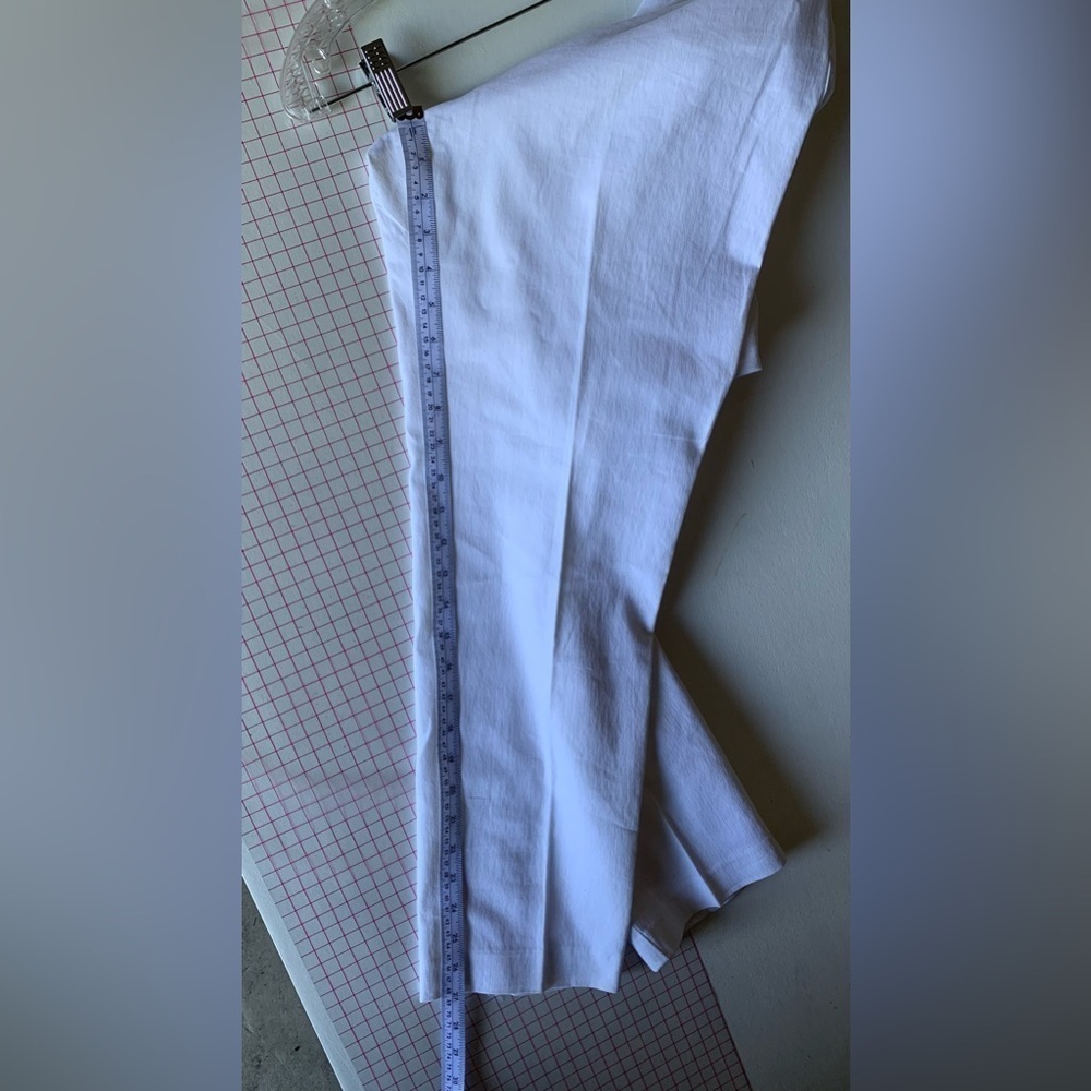 🆕 LARRY LEVINE White Pants Barrel Carrot Tapered Leg Cropped 2 Ankle Cotton 10 - Picture 6 of 8